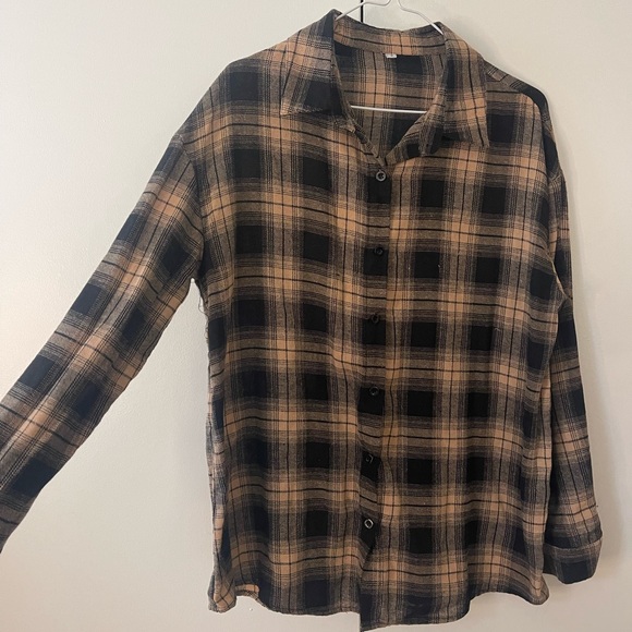 Shein Button Down Oversized Plaid Shirt - Picture 6 of 7
